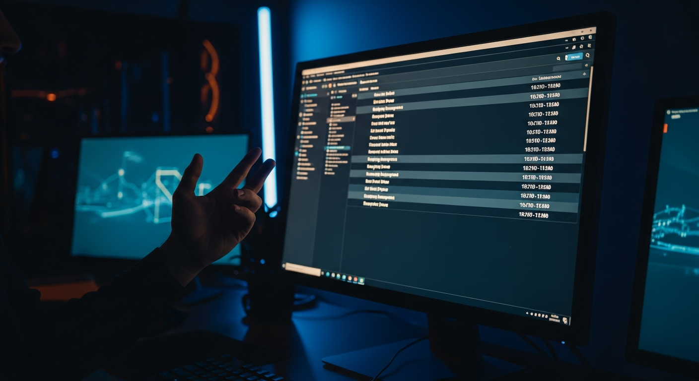 ransomware backup deletion — Wide shot of a computer screen displaying backup management software or recovery logs with error messages and deletion timestamps visible, shot at an angle to show both the monitor and someone's hand gesturing at the screen in frustration.